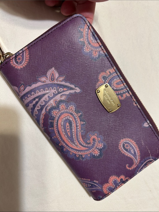 Michael Kors Handbags - Michael Kors Purple Paisley Zip-Around Wristlet